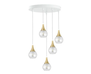 Lampa wisząca 5xE27 LACRIMA CLEAR WHITE/GOLD