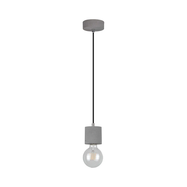 Mocna lampa wisząca 1xE27 Max.60W Szary beton/Czarny kabel z tkaniny 7061936