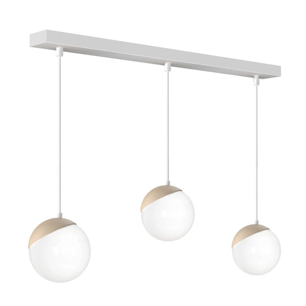 Lampa wisząca SFERA, MLP7236, biały/drewno, 3x40W E14