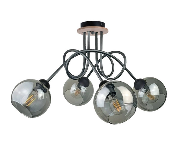 Lampa sufitowa 4xE27 RING BLACK/WOOD