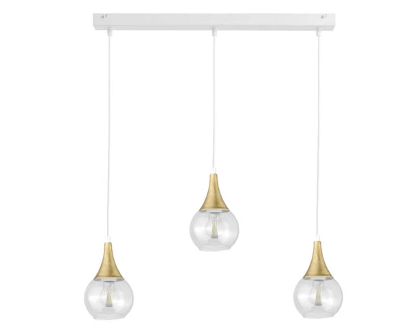 Lampa wisząca 3xE27 LACRIMA CLEAR WHITE/GOLD