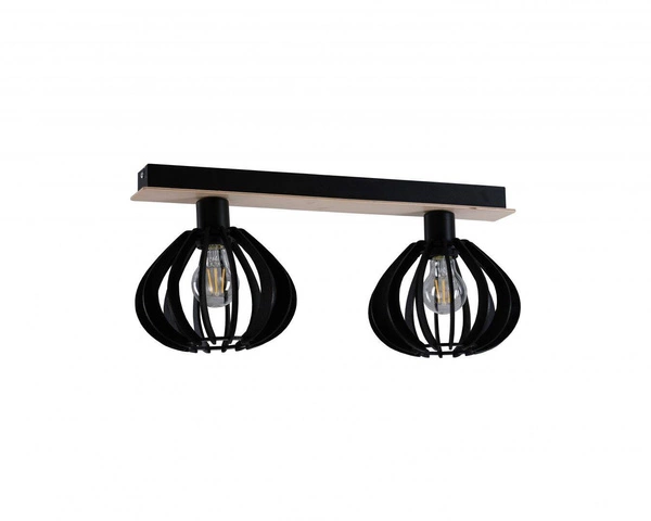 Lampa sufitowa 2xE27 NICOLETA BLACK AND NATURAL 812