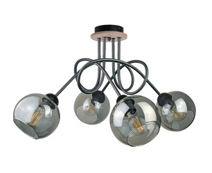 Lampa sufitowa 4xE27 RING BLACK/WOOD