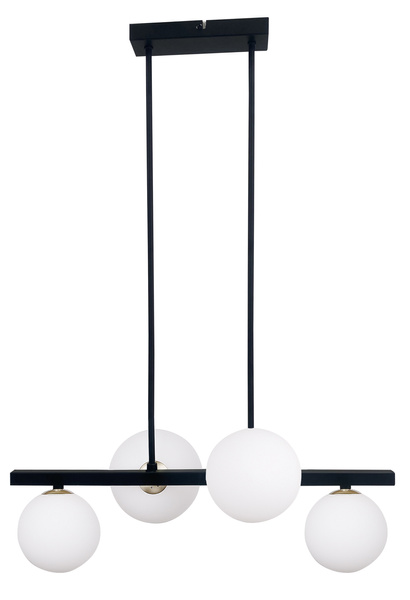 KAMA LAMPA WISZĄCA CZARNY+ZŁOTY 4X28W G9 KLOSZ BIAŁY