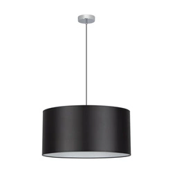 Lampa wisząca Rima 1xE27 maks. 60W chromowany metal/antracytowy kabel z tkaniny/czarny klosz z tkaniny