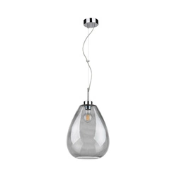 Lampa Wisząca Piro 1xE27 Max.60W Chromowany Metal/Przezroczysty Kabel PCV/Szkło Dymne