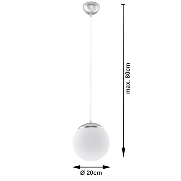 Lampa wisząca Sollux UGO 20 Stal, Szkło, Biały, 60W, SL.0263