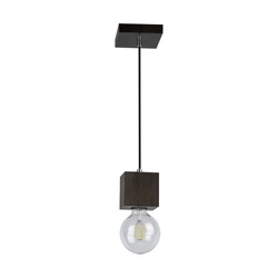 Kwadratowa lampa wisząca Trongo 1xE27 maks. 60W drewno bukowe orzechowe/kabel z czarnej tkaniny 7169176