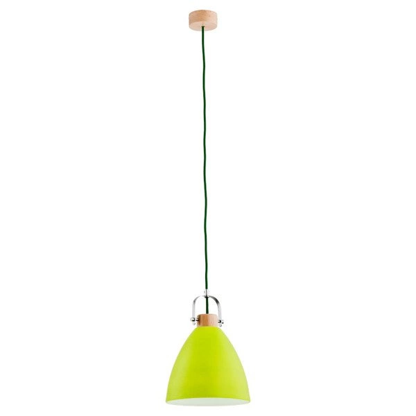 Lampa wisząca zwis HERMINA zielony/drewno śr. 22cm