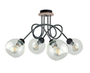 Lampa sufitowa 4xE27 EVIE BLACK/WOOD