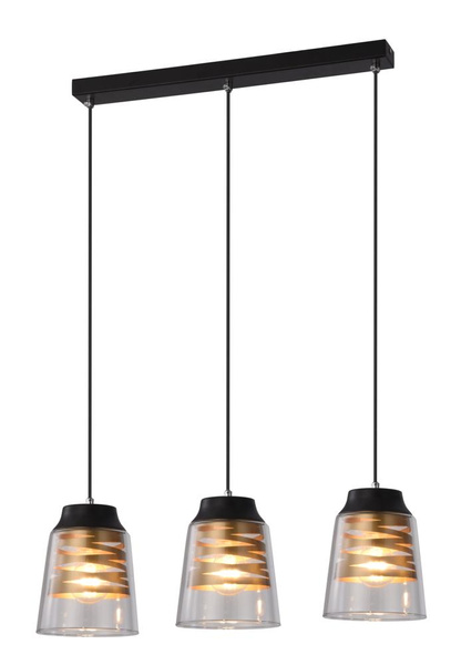 Lampa wisząca FRESNO, 33-78094, czarny/transparentny/złoty, 3x60W E27