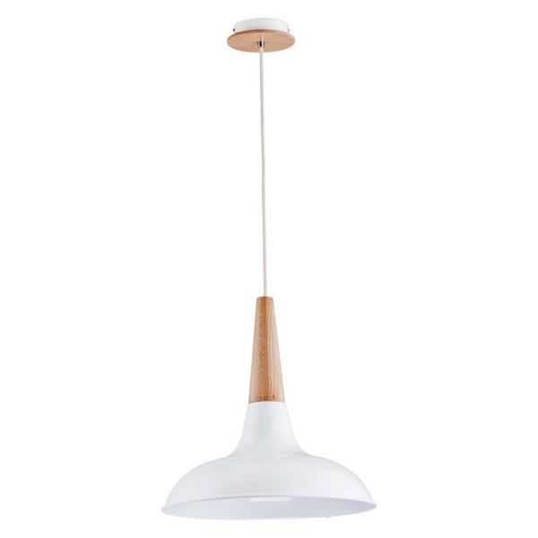 Lampa wisząca zwis DORO drewno/biały śr. 39,5cm