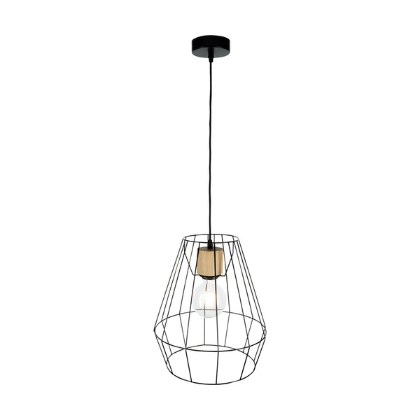 Lampa wisząca Endorfina 1xE27 Max.60W Dąb olejowany/Czarny metal/Czarny kabel z tkaniny 132119104