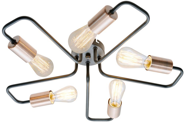 Lampa sufitowa HERPE 35-66930 czarno-miedziana 5x60W E27