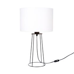 Lampa stołowa Star 1xE27 maks. 25W Czarny metal/czarny kabel PCV/biały klosz z tkaniny