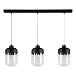 Lampa Wisząca Amaretto 3xE27 Max.60W Czarny Metal/Przezroczyste PCV/Czarno-Przezroczyste Szkło 15790304