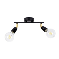 Lampa Sufitowa Porcia 2xE27 Max.25W Czarny Metal/Złoty Metal/Czarna Ceramika 8127204