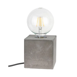 Mocna kwadratowa lampa stołowa 1xE27 Max.25W Szary beton/Czarny kabel PVC 6170936