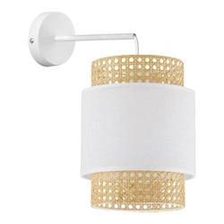 Lampa ścienna rattanowa abażur BOHO WHITE wys. 35cm | biały