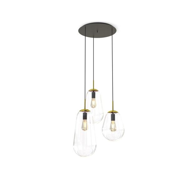 Lampa wisząca PEAR III wys. 130cm 3xE27 | złoty/transparentny