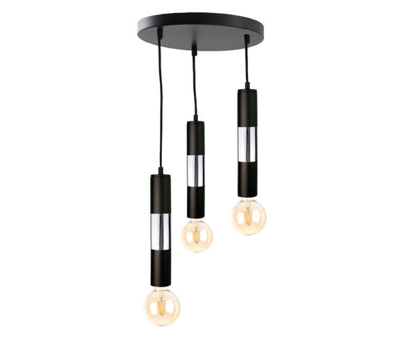 Lampa wisząca 3xE27 MAGNUM BULB BLACK/SILVER