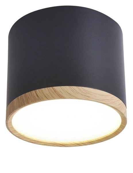 Lampa sufitowa TUBA 2275949, czarna/drewno, 9W LED, barwa neutralna 4000K