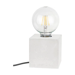 Mocna kwadratowa lampa stołowa 1xE27 Max.25W Biały beton/Czarny kabel PVC 6170937