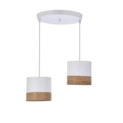 Lampa wisząca BLANCO, 32-17567, biały/orzech, 2x40W E27