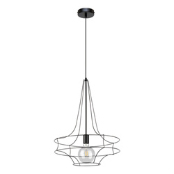 Lampa wisząca Casa Rina 1xE27 Max.60W Czarny Metal/Czarny Kabel PCV