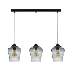 Lampa wisząca Juba 3xE27 Max.60W Czarny metal/Czarny kabel PCV/Dymone szkło