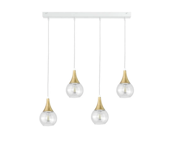 Lampa wisząca 4xE27 LACRIMA CLEAR WHITE/GOLD