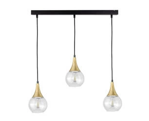 Lampa wisząca 3xE27 LACRIMA CLEAR BLACK/GOLD