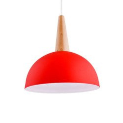 Lampa wisząca zwis FOTYN drewno/czerwony śr. 30cm