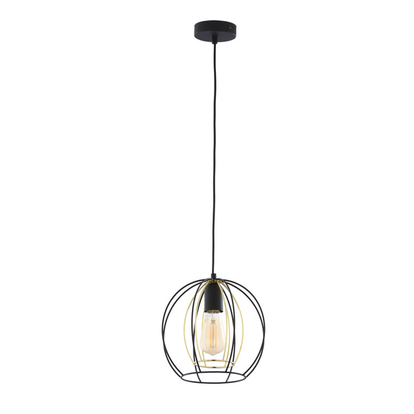 Nowoczesna lampa druciana JAULA E27 60W szer. 24cm | czarny złoty