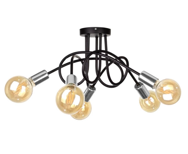 Lampa sufitowa 5xE27 RUMBA BLACK/SILVER