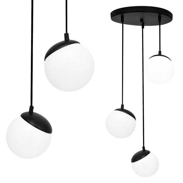 Lampa wisząca nowoczesna szklana kula SFERA III czarny/biały śr. 35cm