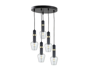 Lampa wisząca 5xE27 VERBUM BLACK/GOLD