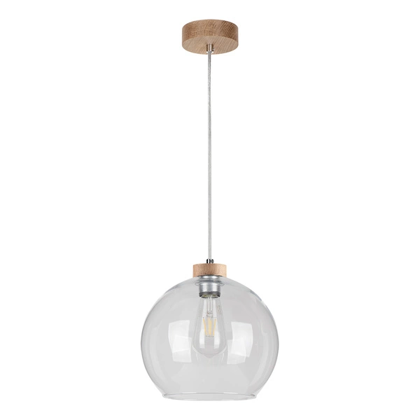 Laguna Wood Lampa Wisząca 1xE27 Max.60W Dąb Olejowany/Transparentny PVC/Transparentny 18720174