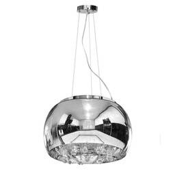 Stylowa lampa wisząca z kryształkami 6xG9 szer. 50cm | Srebrny