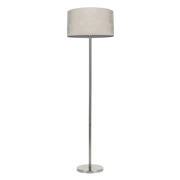 Lampa podłogowa Velvetta 1xE27 Max.60W Satin Metal/Przezroczysty Kabel PCV/Kremowy Aksamitny Klosz