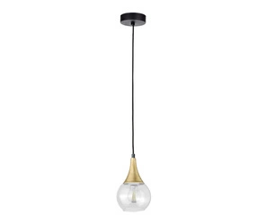 Lampa wisząca 1xE27 LACRIMA CLEAR BLACK/GOLD