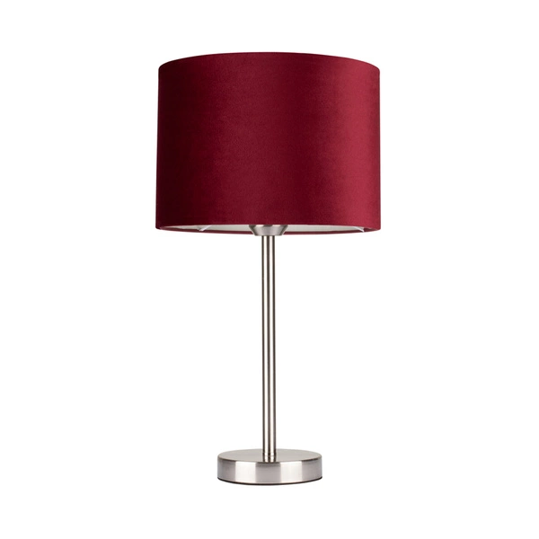 Lampa Stołowa Scarlett 1xE27 Maks. 40W Metal Satynowy/Przezroczysty Kabel PCV/Klosz Bordowy Aksamitny