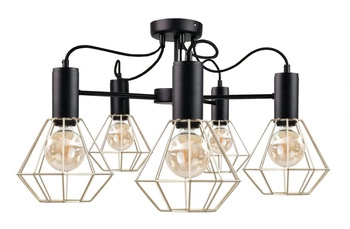 Lampa sufitowa 5xE27 LARS BLACK/GOLD