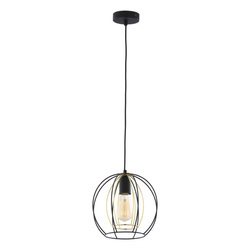 Nowoczesna lampa druciana JAULA E27 60W szer. 24cm | czarny złoty