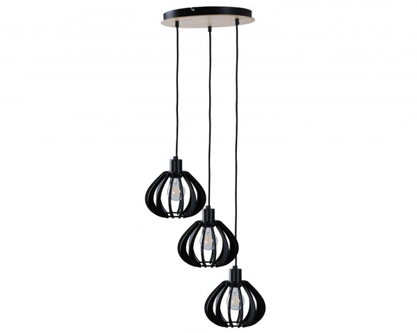 Lampa wisząca 3xE27 NICOLETA BLACK AND NATURAL 816