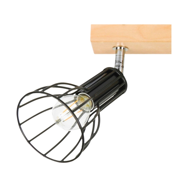 Lampa Sufitowa Megan Wood 3xE14 Max.40W Drewno Brzozowe/Czarny Metal 2344360