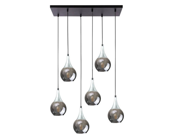 Lampa wisząca 6xE27 LACRIMA SMOKY BLACK/SILVER