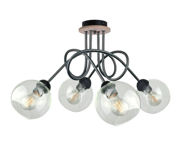 Lampa sufitowa 4xE27 EVIE BLACK/WOOD