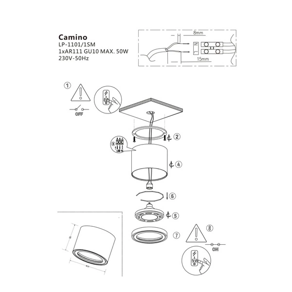 Oprawa natynkowa CAMINO, biała, 1x9W GU10/ES111