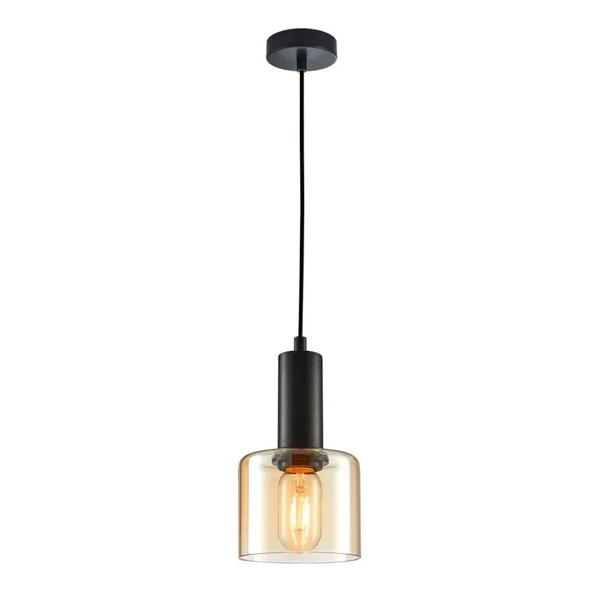 Lampa wisząca Santia wys. cał. 94,5cm E27 | czarny/bursztynowy